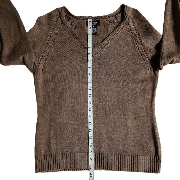 Jones New York Signature brown v neck sweater sz M - Picture 11 of 12